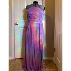 Open-Back Lace and Mesh Bridesmaid Dress